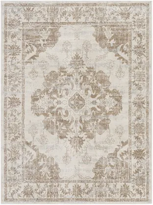 Roma Beige Indoor 6'7" x 9' Machine Woven Rug