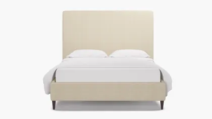 Classic Bed, Talc Everyday Linen, Espresso Square Tapered Leg, King