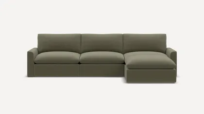 Russet 4-Piece Reversible Chaise Sectional - Moss Green - Performance Flatweave