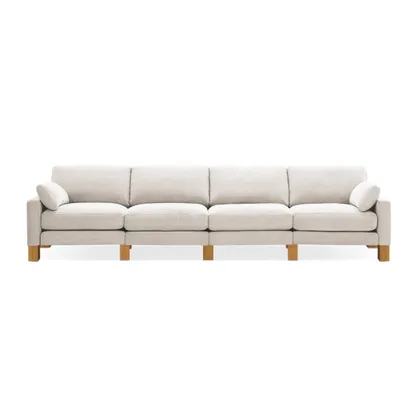 Union 4-Seat Sofa - Ivory - Performance Chenille / Oak - Wood / Square Leg