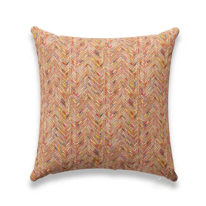 Salmon Herringbone Huipi Outdoor Pillow by St. Frank | 22" W x 22" H | Polyester