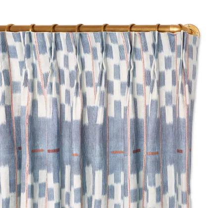 Chambray Lattice Baule French Pleat Curtain by St. Frank | Blue | 84" Panel | Cotton