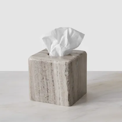 The Citizenry Riya Marble Tissue Box | Square | Natural