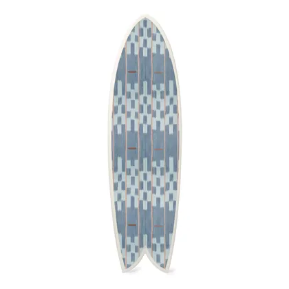 Chambray Lattice Baule Surfboard by St. Frank | Blue | Shortboard 70" H | Cotton