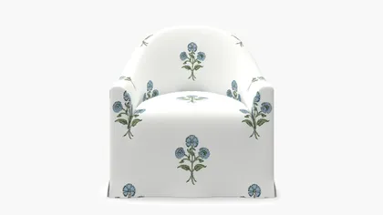 Slipcover Swivel Chair, Blue Delphine