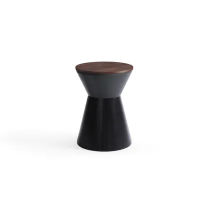 Kettle Side Table - Black - Metal / Walnut - Wood