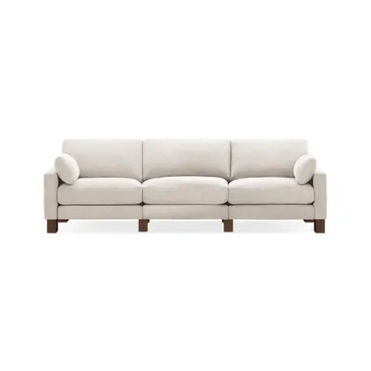 Union 3-Seat Sofa - Ivory - Performance Chenille / Walnut - Wood / Square Leg