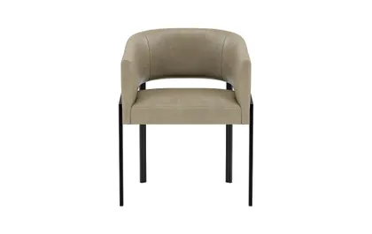 Mina Leather Metal Framed Upholstered Chair