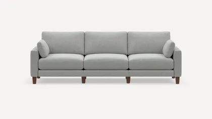 Union 3-Seat Sofa - Crushed Gravel - Performance Chenille / Walnut - Wood / Round Leg