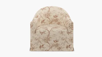 Slipcover Swivel Chair, Terracotta Swallows