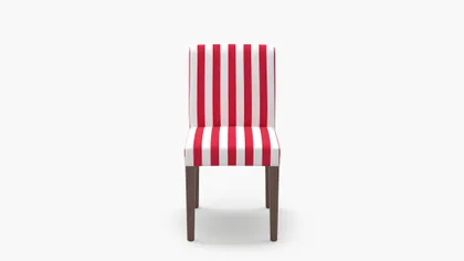 Signature Dining Chair, Red Cabana Stripe, Natural Square Tapered Leg