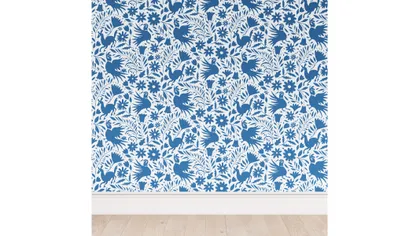 Peel and Stick Wallpaper Roll, Cerulean Frida