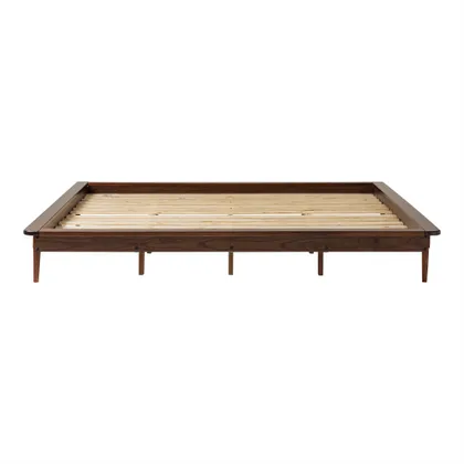 King Mid Century Modern Solid Wood Platform Bed - Walnut