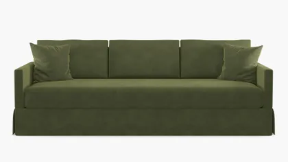 Skirted Sleeper Sofa, Zucchini Luxe Velvet