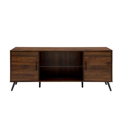 Nora 60" Mid Century Modern 2 Door TV Stand - Dark Walnut