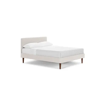 Chorus Upholstered Bed - King / Papyrus/Walnut / Tapered