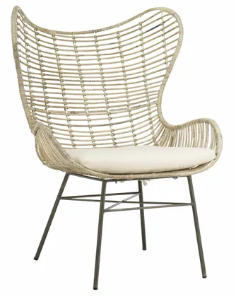 Malia Rattan Wingback Armchair - White Wash