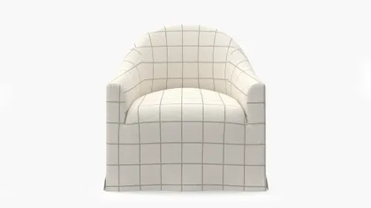 Slipcover Swivel Chair, Coal Windowpane
