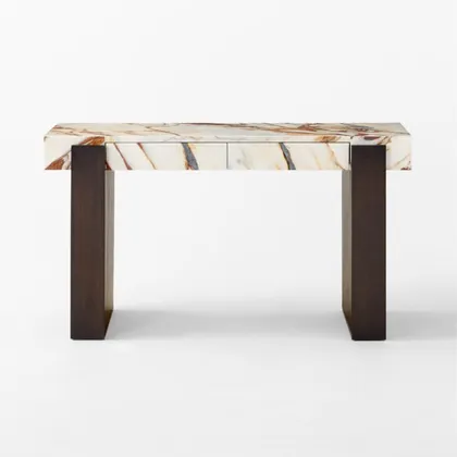 Spesso 54" 2-Drawer Marble and Walnut Desk