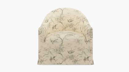Slipcover Swivel Chair, Cream Swallows