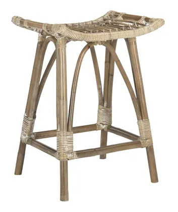 Leda Rattan Counter Stool - Grey White Wash - Safavieh