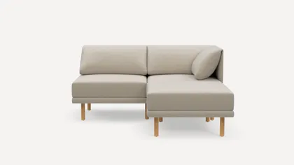 Range 3-Piece Open Sectional Lounger - Georgia Clay - Performance Chenille / Oak - Wood