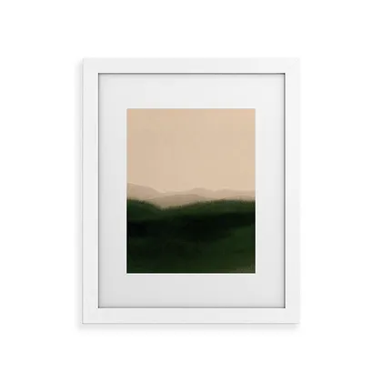 Green Hills by Iris Lehnhardt - Framed Art Print Modern White 24" x 36"