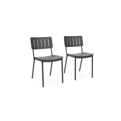 Relay Outdoor Dining Chairs (Set of 2) - Shale - Powder Coated Steel
