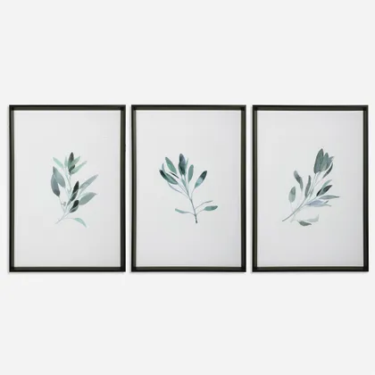 Simple Sage Watercolor Prints Set/3