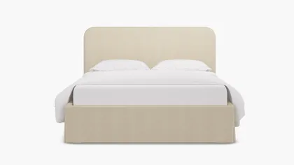 Skirted Platform Bed, Talc Everyday Linen, Queen