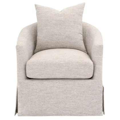 Faye Slipcover Swivel Club Chair, Taupe