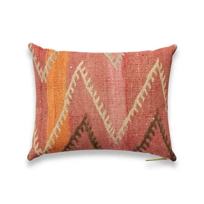 Rouge Chevron Kilim Pillow by St. Frank | Orange | 16" W x 12" H | Linen