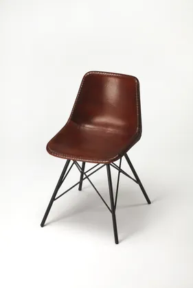 Inland Brown Leather Side Chair