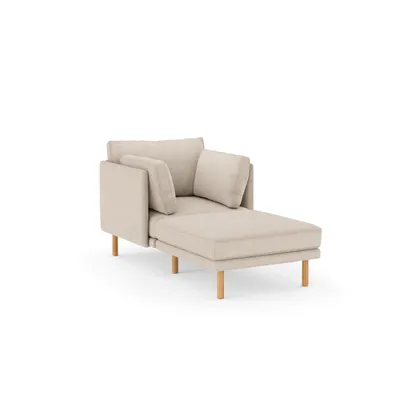 Field 2-Piece Lounger - Oatmeal - Performance Chenille / Oak - Wood