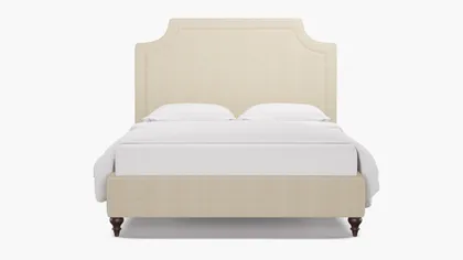 Deco Bed, Talc Everyday Linen, Espresso Traditional Turned Leg, King