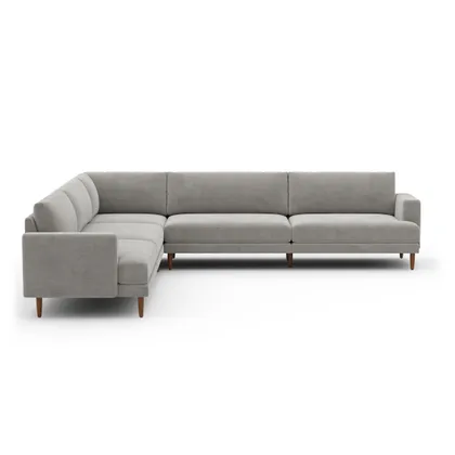 Ember Sectional - 121" / Crushed Gravel - Performance Chenille / Walnut - Wood