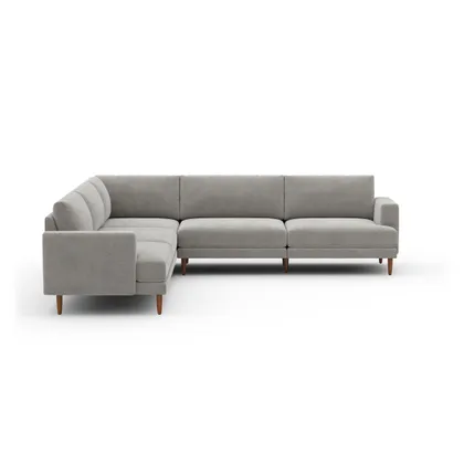 Ember Sectional - 108" / Crushed Gravel - Performance Chenille / Walnut - Wood