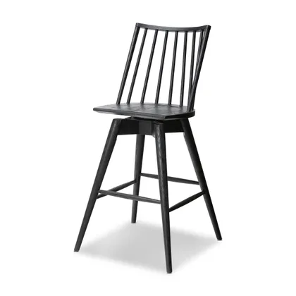 Lewis Swivel Stool-Black Oak-Bar