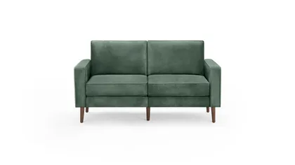 Nomad Velvet Loveseat - Jade - Performance Velvet / Walnut - Wood