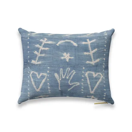 Heart in Hand Indigo Pillow by St. Frank | Blue | 16" W x 12" H | Linen