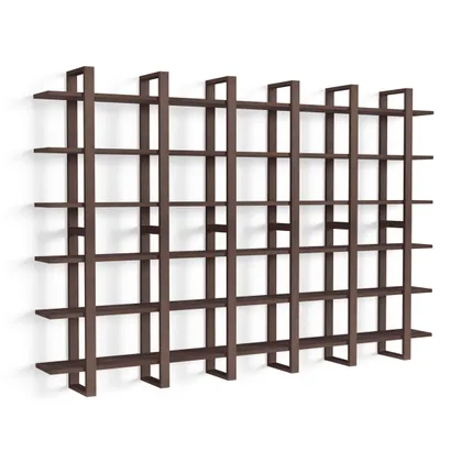Index Wall Shelf, Set of 6 - Walnut - Wood