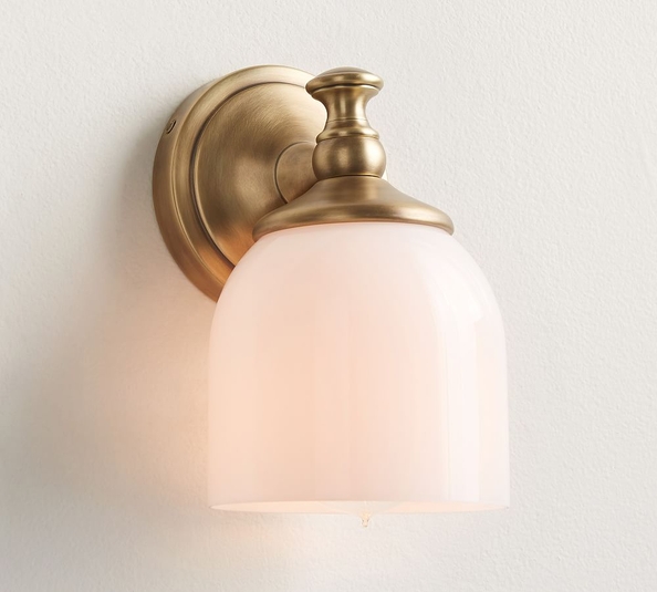 Tumbled Brass Mercer Traditional Single Sconce Pottery Barn Havenly