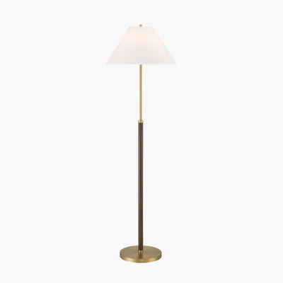Hayward Floor Lamp – Walnut, Antique Brass