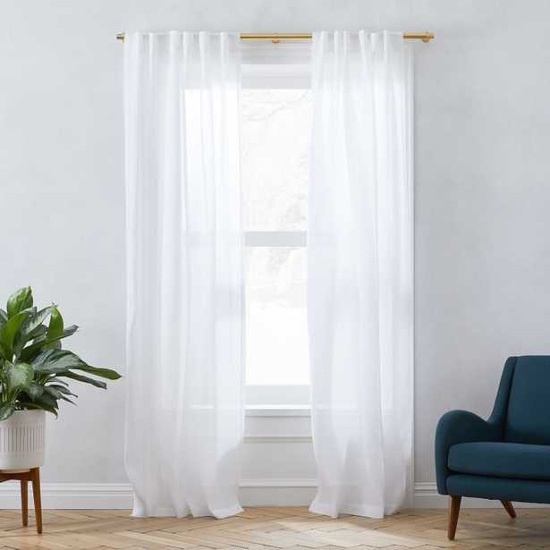 Sheer Belgian Flax Linen Curtain, White, 48"x96" - West Elm