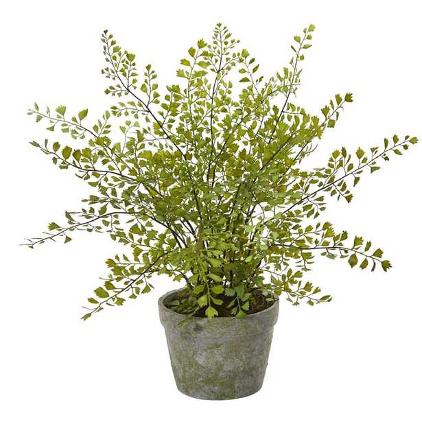 Maiden Hair Artificial Plant in Gray Decorative Planter - Fiddle + Bloom