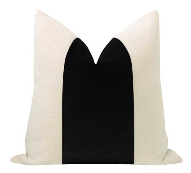 Panel Classic Velvet Pillow Cover, Ebony, 22" x 22" - Little Design Company