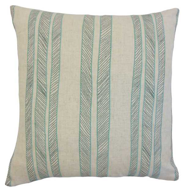 Drum Stripes Pillow Aqua - Queen Sham 20" x 30"- COVER ONLY - Linen & Seam