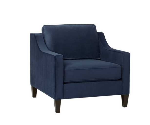 Paidge Armchair, Poly / Ink Blue, Taper Chocolate - West Elm