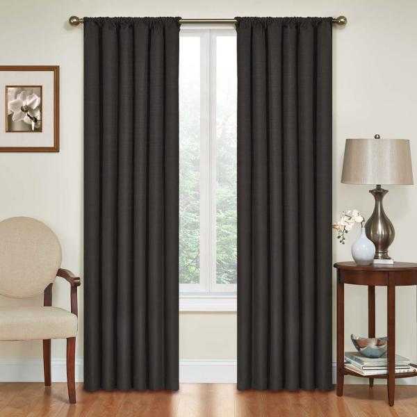 Black Rod Pocket Blackout Curtain, 42" x 84" - Home Depot