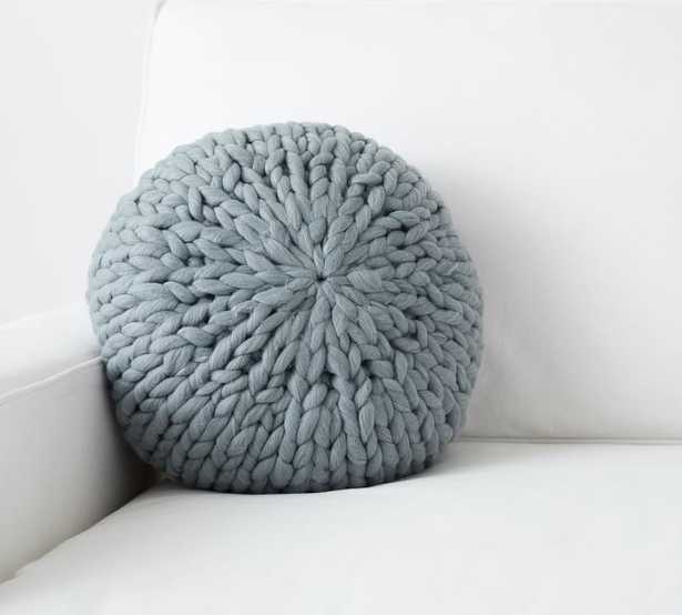 Cozy Handknit Round Pillow, 15" x 15", Chambray - Pottery Barn